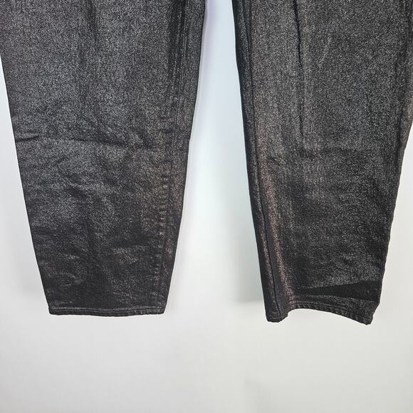 Old Navy High-Waisted Shine OG Loose Jeans Black Metallic Shimmer Size 14 - Picture 11 of 15